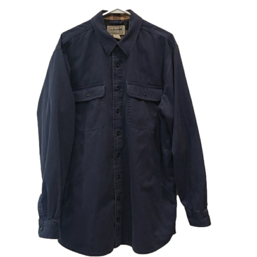 LL BEAN Shacket Blue Plaid Lined Men's Large